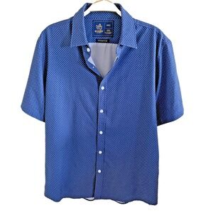 Rugby University Stretch SS Button Down Shirt – Medium - Polyester Blend Blue